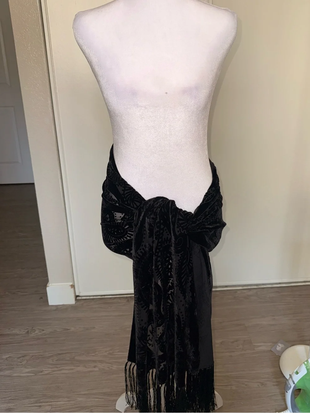 132. Black Velvet Fringe Wrap Skirt - Women Dresses